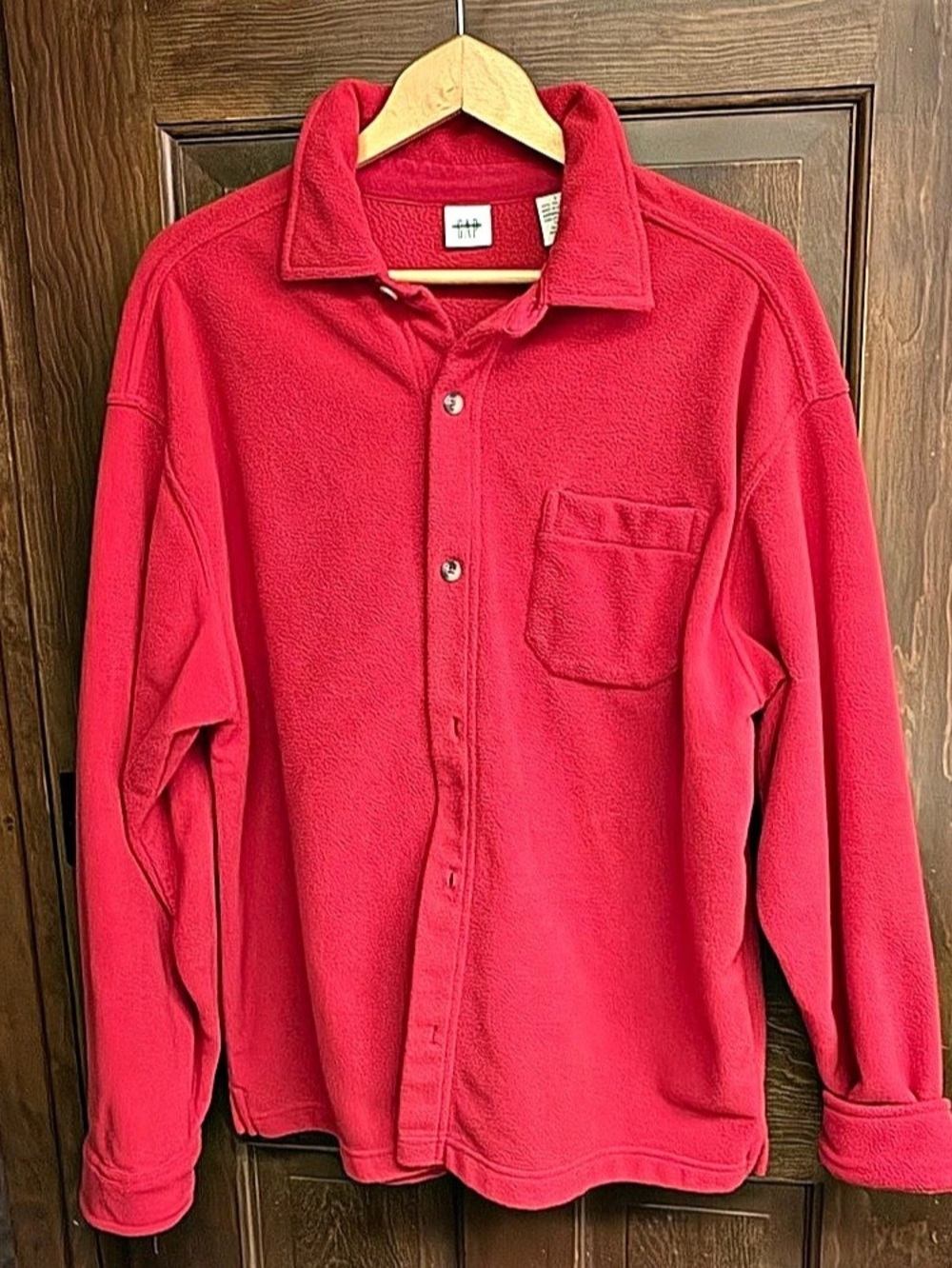 Size L Gap Red Fleece Button Front Jacket Like New